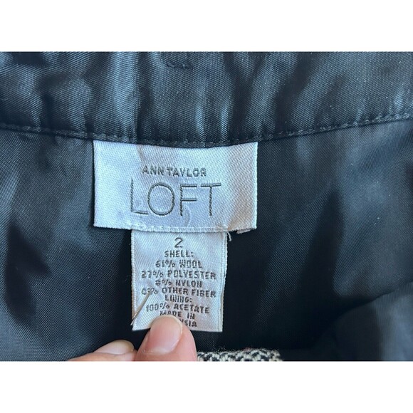 Ann Taylor LOFT Size 2 Black White Tweed Dress Pants Bootcut Wool Lined - Picture 7 of 9